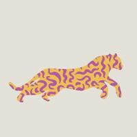 Silhouette of a leopard or puma. Decorative animal with chaotic stripes inside. Vector isolated abstract illustration.