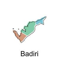 mapa ciudad de badiri logo diseño, provincia de norte Sumatra, mundo mapa internacional vector modelo con contorno gráfico bosquejo estilo