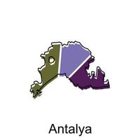 Map City of Antalya design, vector template with outline graphic sketch style isolated on white background