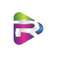 letter R Media play logo design template, letter R logo design 3d style, suitable for your company vector