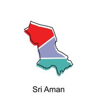 Map City of Sri Aman vector design, Malaysia map with borders, cities. logotype element for template design