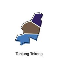 Map City of Tanjung Tokong vector design, Malaysia map with borders, cities. logotype element for template design