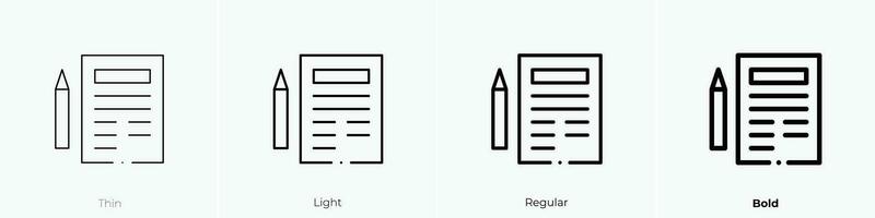 sheet icon. Thin, Light, Regular And Bold style design isolated on white background vector