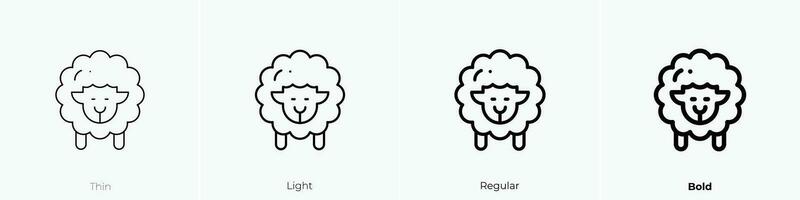 sheep icon. Thin, Light, Regular And Bold style design isolated on white background vector