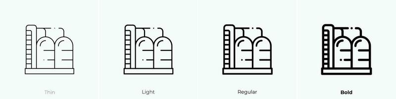 refinería icono. delgado, luz, regular y negrita estilo diseño aislado en blanco antecedentes vector