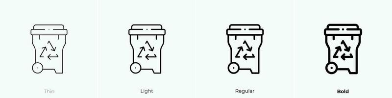 reciclar compartimiento icono. delgado, luz, regular y negrita estilo diseño aislado en blanco antecedentes vector