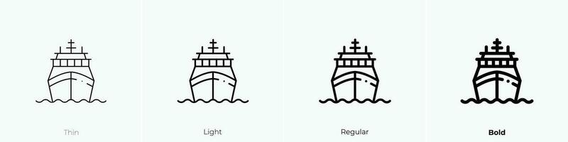 ship icon. Thin, Light, Regular And Bold style design isolated on white background vector