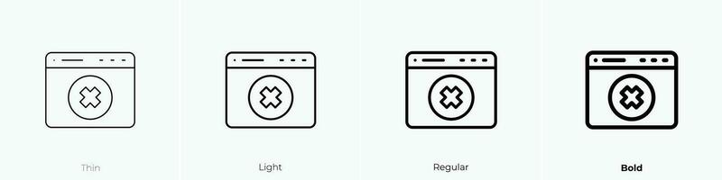 reject icon. Thin, Light, Regular And Bold style design isolated on white background vector