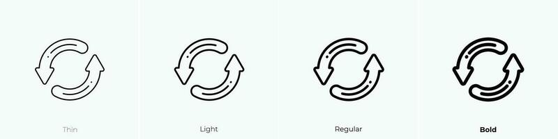 reuse icon. Thin, Light, Regular And Bold style design isolated on white background vector