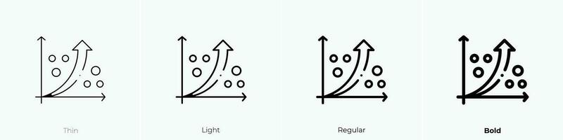 regression icon. Thin, Light, Regular And Bold style design isolated on white background vector