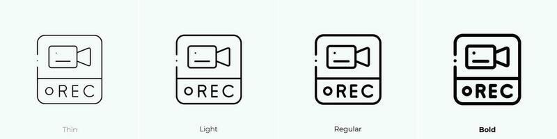 rec icon. Thin, Light, Regular And Bold style design isolated on white background vector