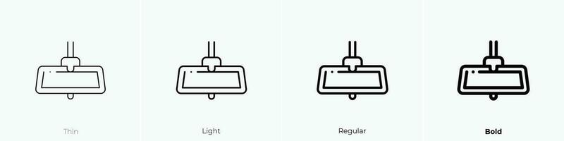 vista trasera espejo icono. delgado, luz, regular y negrita estilo diseño aislado en blanco antecedentes vector