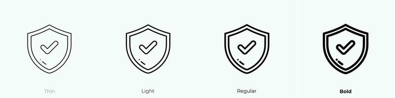 shield icon. Thin, Light, Regular And Bold style design isolated on white background vector