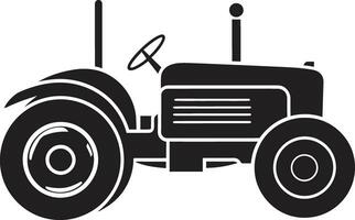 Black and White Tractor Logo Concept Vintage Farming Equipment Emblem vector