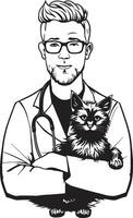 Animal Doctor in Action Vet Vector Art Paws and Practice Vet Clinic Illustration