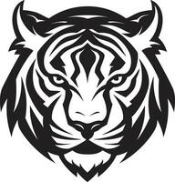 Monochrome Tiger Face Vector Intensity Vector Tiger in the Night Nocturnal Majesty