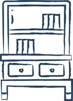 Bookshelf hand drawn vector illustration