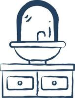 Wash Basin with mirror hand drawn vector illustration