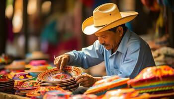 a man in a hat working on a hat Ai Generated photo