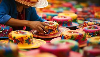 un hombre en un sombrero trabajando en un sombrero ai generado foto