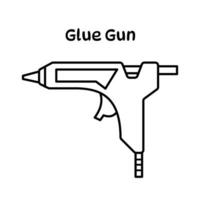 Glue gun vector icon outline illustration isolated on square white background. Simple flat cartoon minimalist art styled drawing.