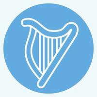 Icon Harp. related to Celtic symbol. blue eyes style. simple design editable. simple illustration vector