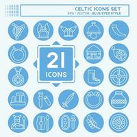 Icon Set Celtic. related to Mythology symbol. blue eyes style. simple design editable. simple illustration vector