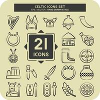 Icon Set Celtic. related to Mythology symbol. hand drawn style. simple design editable. simple illustration vector