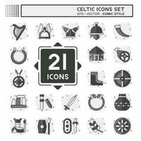 Icon Set Celtic. related to Mythology symbol. comic style. simple design editable. simple illustration vector