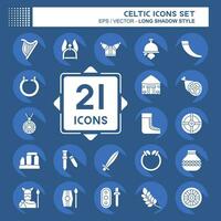 Icon Set Celtic. related to Mythology symbol. long shadow style. simple design editable. simple illustration vector