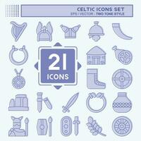 Icon Set Celtic. related to Mythology symbol. two tone style. simple design editable. simple illustration vector