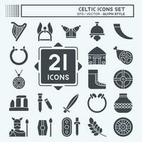 Icon Set Celtic. related to Mythology symbol. glyph style. simple design editable. simple illustration vector