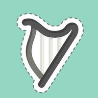 Sticker line cut Harp. related to Celtic symbol. simple design editable. simple illustration vector