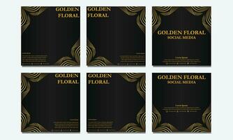 set of golden floral social media template. suitable for social media post, web banner, cover and card vector