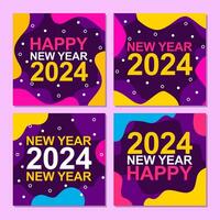 2024 new year feed design for social media with purple background. vector