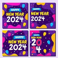 2024 new year feed design for social media with purple background. vector