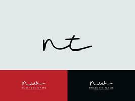 Stylish Signature Nt Logo Art, Modern NT Logo Letter Design For Business vector