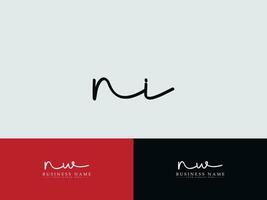 Stylish Signature Ni Logo Art, Modern NI Logo Letter Design For Business vector