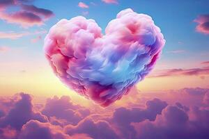 Beautiful colorful valentine's day heart in the clouds as abstract background. AI Generated photo