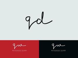 Royal Qd Signature Letter Logo, Typography QD Logo Icon Design vector