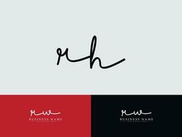 Initial Rh Logo Letter, Monogram RH Signature Logo Vector