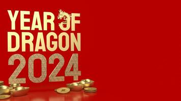 The gold Year of  Dragon for holiday or celebration concept 3d rendering photo