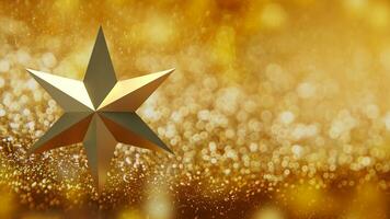 The Gold Christmas star for holiday or celebration concept 3d rendering. photo