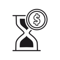 reloj de arena y dólar icono transparente antecedentes png