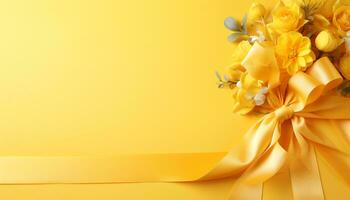 yellow silk fabric background with folds Ai generated photo