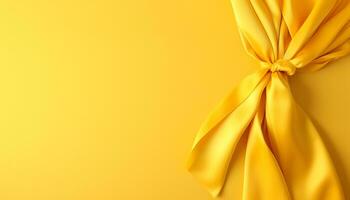 yellow silk fabric background with folds Ai generated photo