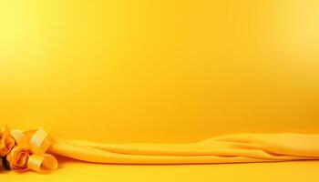 yellow silk fabric background with folds Ai generated photo