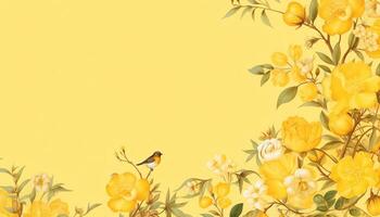 yellow silk fabric background with folds Ai generated photo