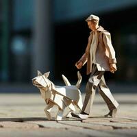 AI Generative Origami Urban Pedestrian Scene photo