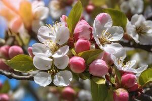 Apple blossoms in full bloom by AI Generative photo